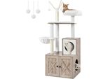 Tiragraffi Feandrea Con Lettiera, Tiragraffi 2 In 1, Lettiera Nascosta, Con Pali In Sisal, Palline Di Peluche Rimovibili,