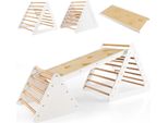 Costway 3 In 1 Triangolo Di Arrampicata & Scala & Scivolo, Struttura Di Arrampicata Con Rampa Bifacciale, Triangolo A Pioli Per Arrampicarsi E Scivolare, Per Bambini Dai 3 Anni (Bianco + Natura)