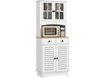 Homcom Mobile Da Cucina, Mobile Alto Con 2 Armadi, Buffet Da Cucina Con Ripiani Regolabili, Mobile Buffet, Mobile Da Sala Da Pranzo Per Cucina, Sala Da Pranzo, 68 X 39,5 X 170 Cm, Bianco