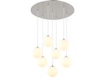 Lampada A Sospensione A Led, Metallo, Globi Di Vetro, 7 Fiamme, H 120 Cm