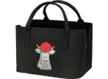 Gilde Tasche, Rechteckig, "Bollenhutkuh"", Kuhmotiv, Filz, Schwarz, Ve 2, L. 40 Cm, B. 25 Cm, H. 26 Cm 57643"