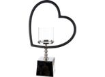 Gilde Windlicht, Herz, "Te Quiero"", Glas, Schwarz, Silberfarben, Ve 1, L. 11 Cm, B. 33 Cm, H. 49 Cm 57857"