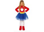 Supereroe Avventura Figura Carnevale Vestito Bambini Costume Fumetto Rosso Blu Giallo Stella Design Fantasia Eroe Figura Carnevale, Taglia: 98/104 Colore: Rosso