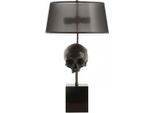 Casa Padrino Lampada Da Tavolo In Ottone Antico Teschio Nero Diametro 13 X 35 X H 60-77 Cm - Lampada