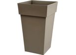 Vaso Per Piante Eda Tuscan Taupe Squared In Polipropilene (39 X 39 X 65 Cm)