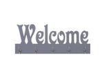 Vidaxl Appendiabiti Da Parete Welcome Grigio 74 X 29,5 Cm