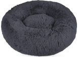 Intirilife, Soffice Lettino In Peluche Grigio Scuro Diametro 60 Cm - Morbido Cuscino Rotondo Antiscivolo Per Cani E Gatti, Comodo Divano Per Cani E Gatti