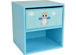 Comodino Fun House, Mdf, Blu, 36X33X30Cm