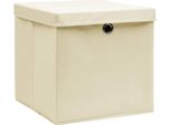 Vidaxl Scatole Portaoggetti Con Coperchio 4 Pz. Tessuto Crema 32X32X32 Cm