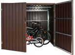 Wpc Garage Per Biciclette HWC-J29, Capanno Degli Attrezzi Scatola Per Biciclette, Metallo Legno Aspetto Bloccabile ~ 4 Biciclette 172X213X160Cm Marrone