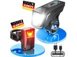 Set Di Luci Per Bicicletta Con Sensore Luminoso, Luce Per Bicicletta A Led Fino A 70 Lux, Omologazione Stvzo, Luce Per Bicicletta Ricaricabile Via Usb, Impermeabile IPX6, 2500 Mah