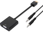 Aisens A122-0126 - Convertitore Da Hdmi A Svga (Cavo 3,5/H, 10Cm+1M Per L'aggiunta Di Schermi Vga) Colore Nero