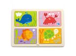 Viga Puzzle Di Legno Animali Marini 4In1