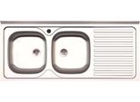 Lavello Cucina Acciaio Appoggio 120X50 Cm Doppia Vasca E Gocciolatoio Destro SA127DX