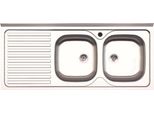 Lavello Cucina Acciaio Appoggio 120X50 Cm Doppia Vasca E Gocciolatoio Sinistro SA127SX