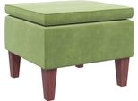 Sgabello Con Gambe In Legno Velluto Verde Chiaro
