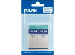Milano Nata 520 Artist Confezione Da 2 Gomme Da Cancellare Rettangolari - Plastica - Custodia In Cartone Bianco - Rispettosa Della Carta - Colore Verde