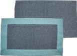 Home Elements Copriletto Con Bordo, Cotone Riciclato, 30 X 50 Cm, Blu Chiaro + Blu Scuro
