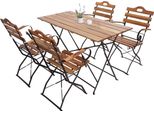 Set Da Giardino Per Birra HWC-J40, Set Da Bistrot Tavolo Pieghevole Sedia Pieghevole, Qualità Catering Acacia Certificata Mvg ~ Colore Naturale