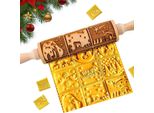 Mattarello Natalizio In Rilievo Mattarello Per Bambini In Legno 3D Fiocchi Di Neve E Alci - Accessori Da Forno Per Biscotti Natalizi Fai Da Te, Biscotti, Fondente, Gesù
