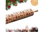 Mattarello Natalizio In Rilievo 3D In Legno Per Bambini Fiocchi Di Neve E Alci - Accessori Da Forno Per Biscotti Natalizi Fai Da Te, Biscotti, Fondente, Omino Di Pan Di Zenzero