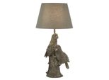 Lampada Da Tavolo Parrot Con Paralume In Tessuto Grigio-Argento