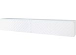 Minio, Mobile Tv, Lavagna Tv "Donna"" 180 Cm, In Piedi, Sospesa, Frontale In Mdf Con Motivo A Spina Di Pesce, Colore Bianco"