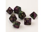 Set Di Cubetti Chessex Gemini Verde-Viola-Oro 7 Pezzi