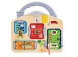 Hape - Lavagna Con Chiusure Multiple - 29,5 X 6 X 29 Cm - Da 3 Anni - Gioco Educativo - Sviluppa Il Pensiero Logico