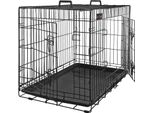 Gabbia Per Cani Feandrea, Box Per Cani, 2 Porte, 107 X 70 X 77,5 Cm, Nero
