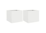 Vidaxl Fioriera 2 Pz. Bianco 32X30X29 Cm Acciaio