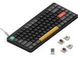 Nuphy Air75 V2 Tastiera Meccanica Sottile Senza Fili, Qwerty Usa, Bluetooth 5.1 / 2,4 Ghz, Interruttore Nero Basalto Marrone