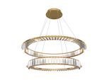 Lampada A Sospensione A Led, Metallo Dorato, Cristalli Trasparenti, H 150 Cm