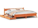 Vidaxl Letto In Legno Massiccio Senza Materasso Cera Marrone 180X200 Legno Di Pino