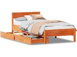 Vidaxl Letto In Legno Massiccio Senza Materasso Cera Marrone 100X200 Legno Di Pino
