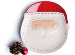 Excelsa Piatto Decorativo / Per Servire Babbo Natale In Ceramica 19,5Xh2,5X20,5 Cm Bianco E Rosso