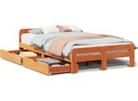 Vidaxl Letto In Legno Massiccio Senza Materasso Cera Marrone 135X190 Cm Legno Di Pino