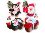 100Pz Carte Lecca-Lecca Natalizie, Portacaramelle Con Babbo Natale E Pinguino, Confezione Regalo Con Pan Di Zucchero