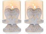 Set Di 2 Candelabri Vintage In Metallo Per Candele A Colonna, Portacandele A Uragano, Decorazione Per La Tavola Di Natale, Cuore