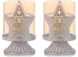Set Di 2 Candelieri Vintage In Metallo Porta Lanterna Per Candele A Colonna, Porta Candela Uragano Decorazione Per La Tavola Di Natale Della Festa, Stella