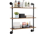 Vevor Scaffale Tubolare Industriale, 3 Livelli, 81,3 X 20,0 Cm, A Parete, Scaffale Rustico Galleggiante In Legno, Supporto, Scaffale Espositivo, Libreria, Scaffale Di Stoccaggio, Porta Minuteria Nero