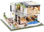 Habarri | Casa In Miniatura - Diy Casa Delle Bambole - Casa In Legno Con Mobili E Illuminazione A Led - Regalo Per Bambini - Costa Azzurra