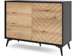 Cassettiera Evoke 104 Cm In Rovere, Cassa Nera, Design Moderno