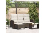 Vidaxl Divano Da Giardino Con Funzione Reclinabile Cuscini A L Marrone Poli Rattan