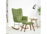 Vidaxl Sedia A Dondolo Con Sgabello Velluto Verde Chiaro