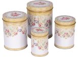 Clayre & Eef Set Di 4 Contenitori Ø 11 /Ø 9 /Ø 8 /Ø 6 Cm Metallo Bianco
