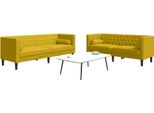 Vidaxl Set Di Divani Chesterfield A 2 Pezzi Con Imbottiture In Velluto Giallo