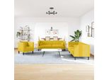 Vidaxl Set Di Divani Chesterfield A 3 Pezzi Con Imbottiture In Velluto Giallo