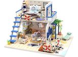 Habarri | Casa In Miniatura - Diy Casa Delle Bambole - Casa In Legno Con Mobili E Illuminazione A Led - Regalo Per Bambini - Mattina Azzurra