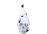 Testa Di Scheletro Decorazione Ragnatela Spaventosa Halloween Aracnidi, Colore: Bianco